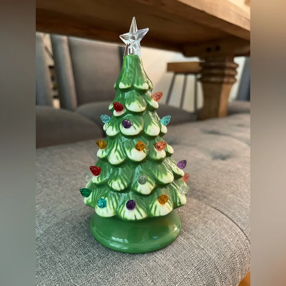 Vintage Ceramic Christmas Tree with Multicolor Lights
